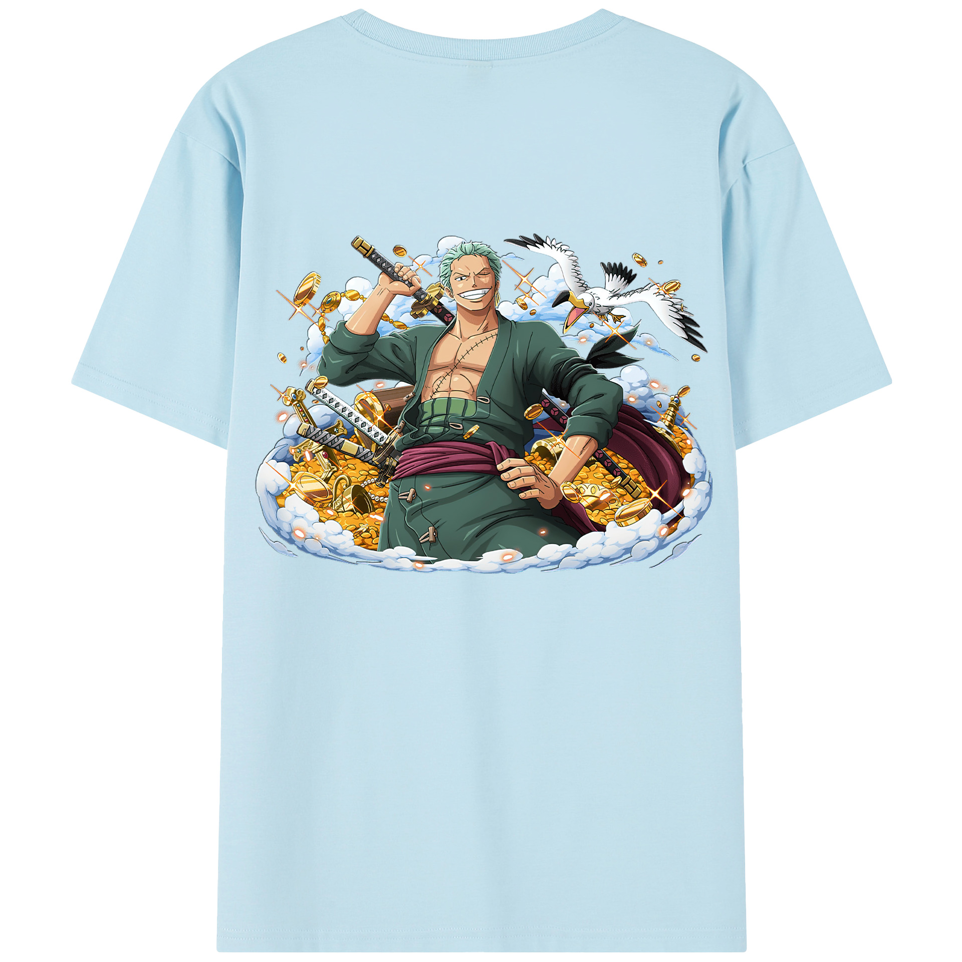 ワンピース ロロノア・ゾロ ONE PIECE Roronoa Zoro 綿100％半袖Tシャツ（背面プリント）
